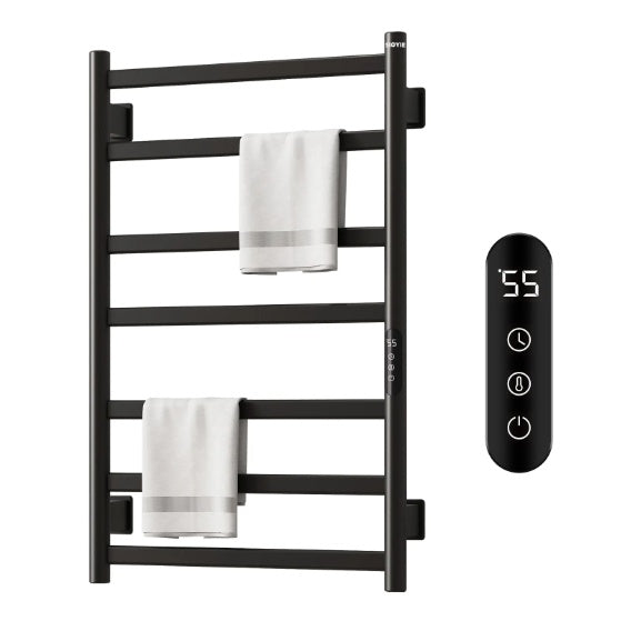 US Local SIOYIE Towel Warmer Bathroom Wall Mounted 7 Bars Electric Towel Drying, 150W 800 X500 MM Heated Towel Rack With Intelligent Touch Screen Timer And Temperature Control