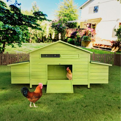 US Local 11.12 Ft Large Wooden Chicken Coop With 2 Free Range Doors  2 Nesting Boxes  Perch  Outdoor Hen House Poultry Cage