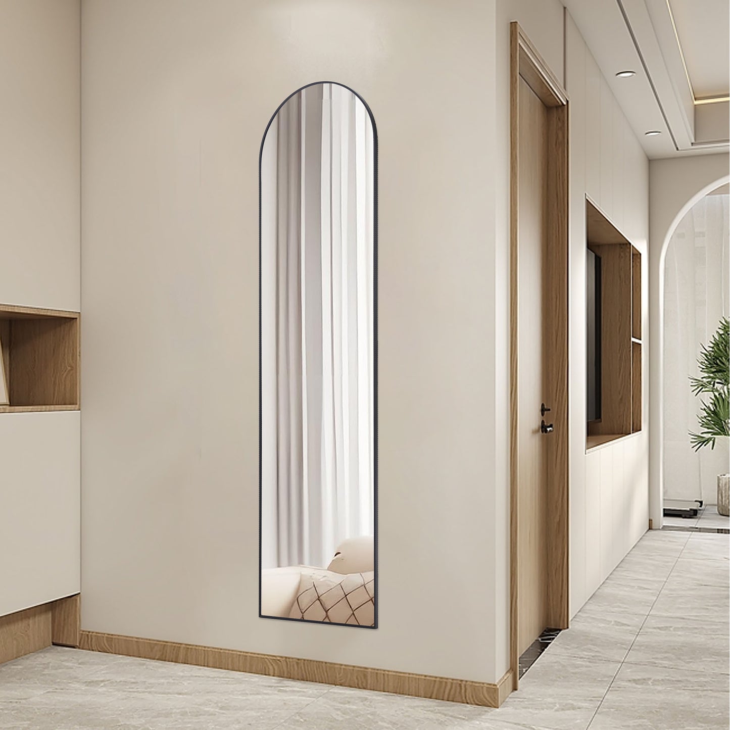 US Local Floor Standing Mirror, Wall Mirror With Stand Aluminum Alloy Thin Frame