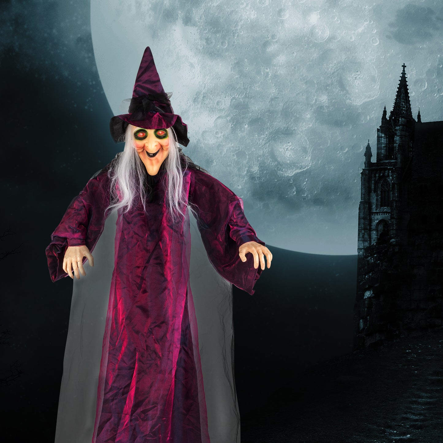 US Local 71in Life Size Hanging Witch Talking Halloween Everyday Decoration