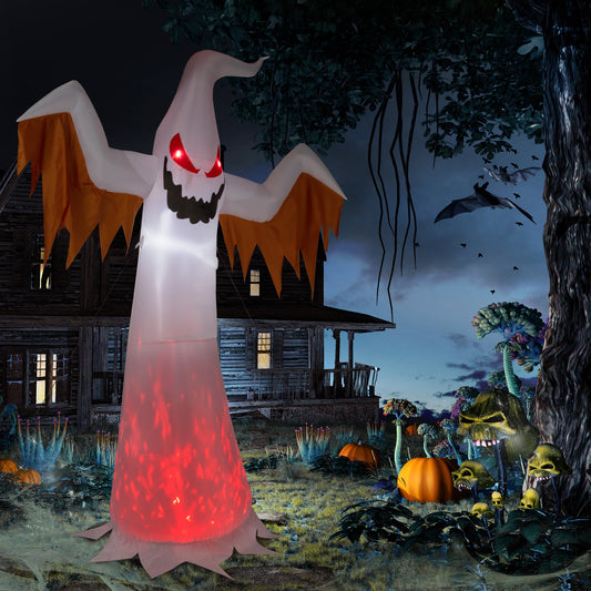 US Local 12ft 4pcs LED Lights Giant Scary Ghost Flames and Flashing Red Eyes Inflatable Halloween Decoration