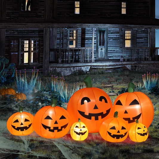 US Local 7ft Classic 7pcs LED String Lights 7pcs Pumpkin Inflatable Halloween Decoration