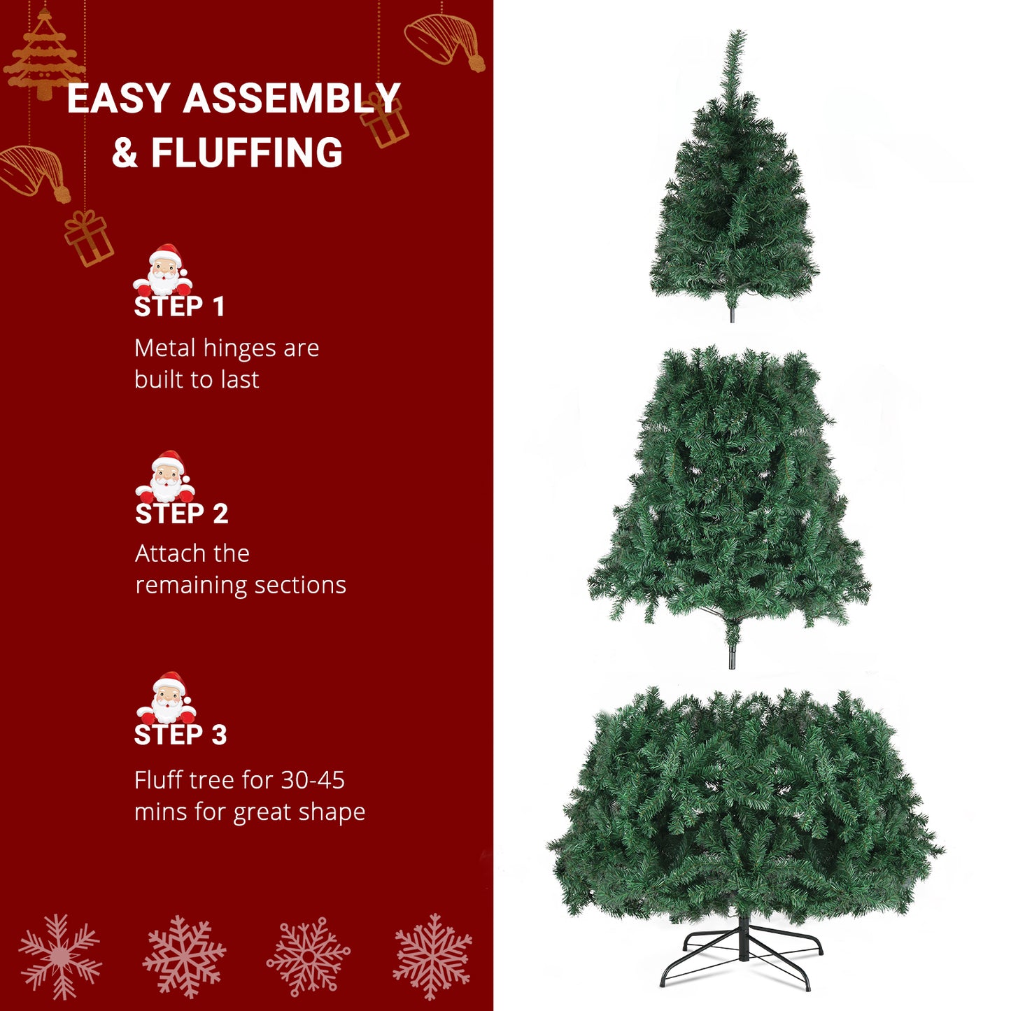 US Local 7ft Automatic Tree Structure PVC Material 450 Lights Warm Color 8 Modes 1050 Branches Christmas Tree Green
