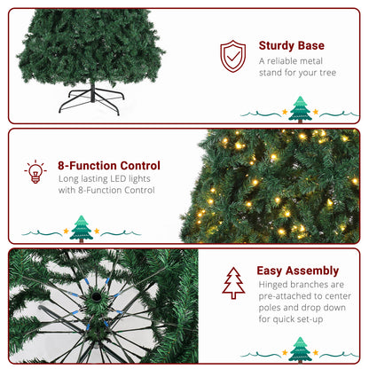 US Local 7ft Automatic Tree Structure PVC Material 450 Lights Warm Color 8 Modes 1050 Branches Christmas Tree Green