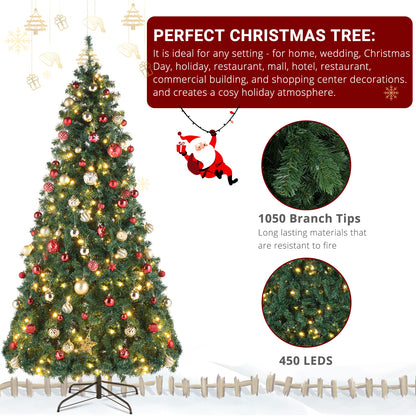 US Local 7ft Automatic Tree Structure PVC Material 450 Lights Warm Color 8 Modes 1050 Branches Christmas Tree Green