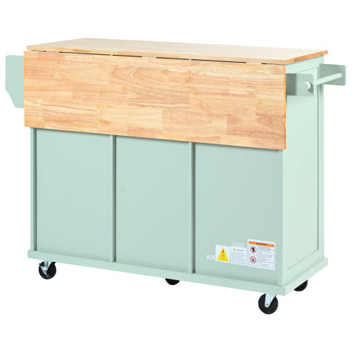 US Local Kitchen Trolley With Rubberwood Folding Leaf Countertops