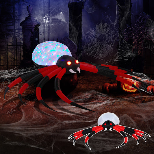 US Local 11.8 FT Halloween Inflatables Crawling Spider Outdoor Decorations with Rotating LED Lights, Scary Halloween Giant Blow up Decorations for Holiday Party Front Yard Lawn Garden Decor
