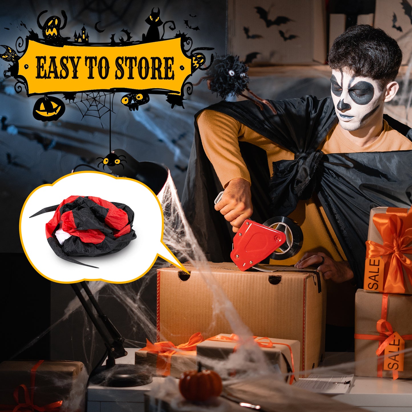 US Local 11.8 FT Halloween Inflatables Crawling Spider Outdoor Decorations with Rotating LED Lights, Scary Halloween Giant Blow up Decorations for Holiday Party Front Yard Lawn Garden Decor