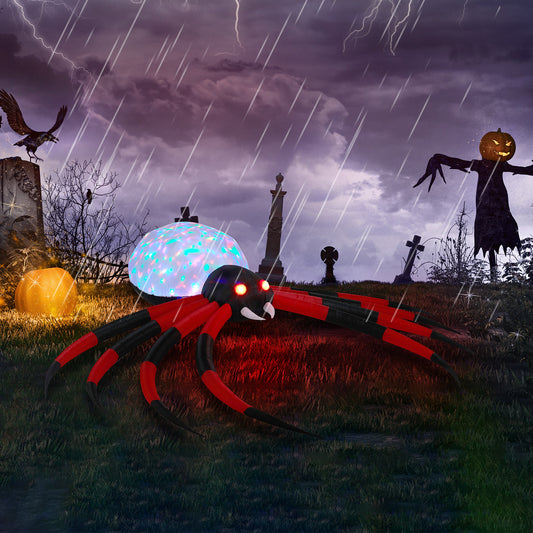 US Local 11.8 FT Halloween Inflatables Crawling Spider Outdoor Decorations with Rotating LED Lights, Scary Halloween Giant Blow up Decorations for Holiday Party Front Yard Lawn Garden Decor