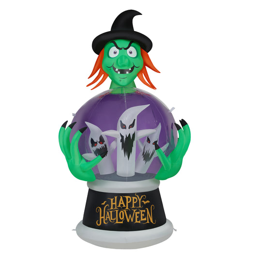 US Local 5.9ft Witch & Crystal Ball Inflatable Halloween Decoration