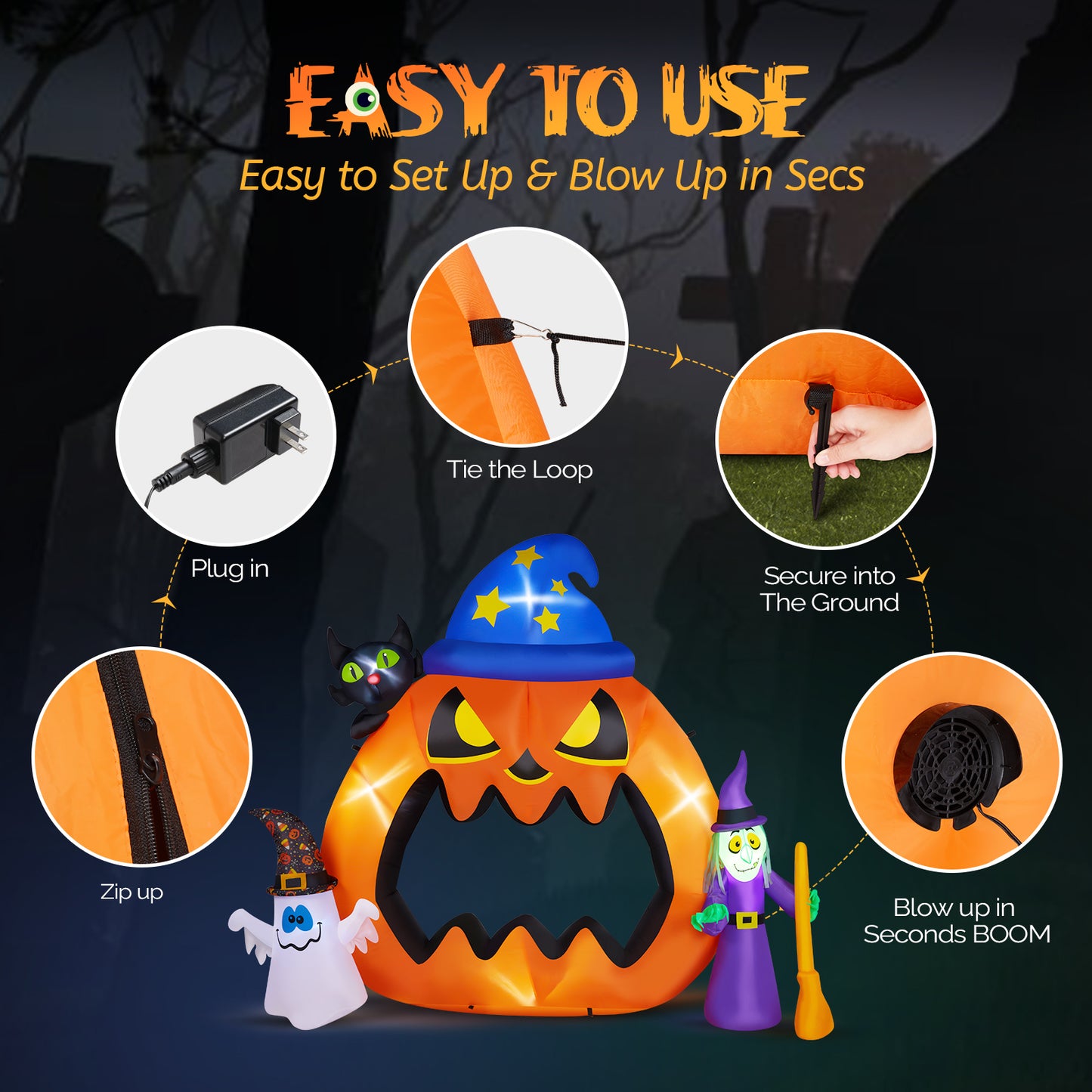 US Local 6.9ft Pumpkin  Inflatable Halloween Decoration