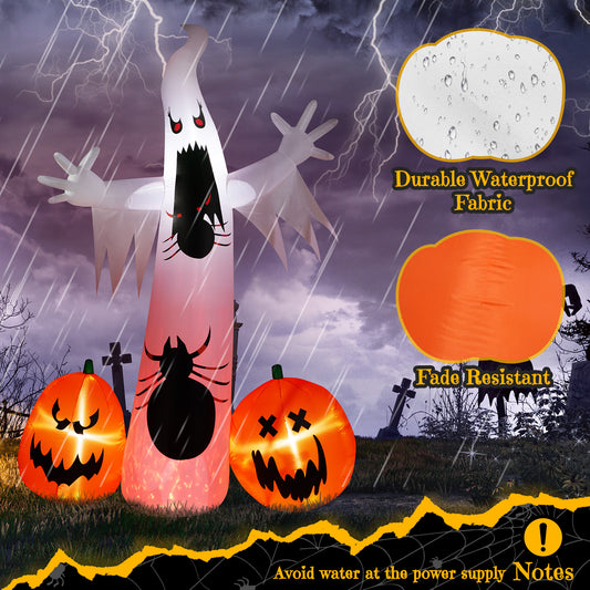 US Local 11.8 FT Halloween Inflatables Ghost Spider Pumpkin Outdoor Decorations, Scary Halloween Giant Blow up Ghost Decorations for Holiday Party Front Yard Lawn Garden Decor