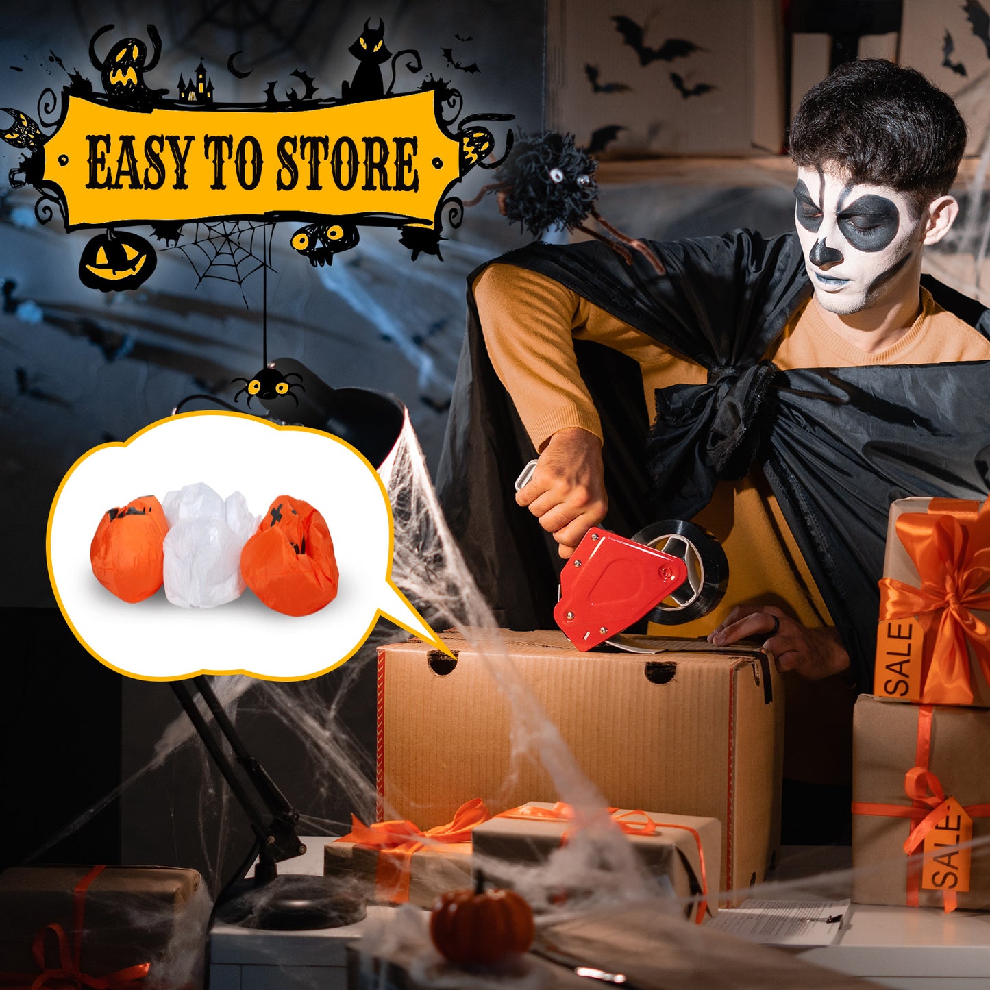 US Local 11.8 FT Halloween Inflatables Ghost Spider Pumpkin Outdoor Decorations, Scary Halloween Giant Blow up Ghost Decorations for Holiday Party Front Yard Lawn Garden Decor