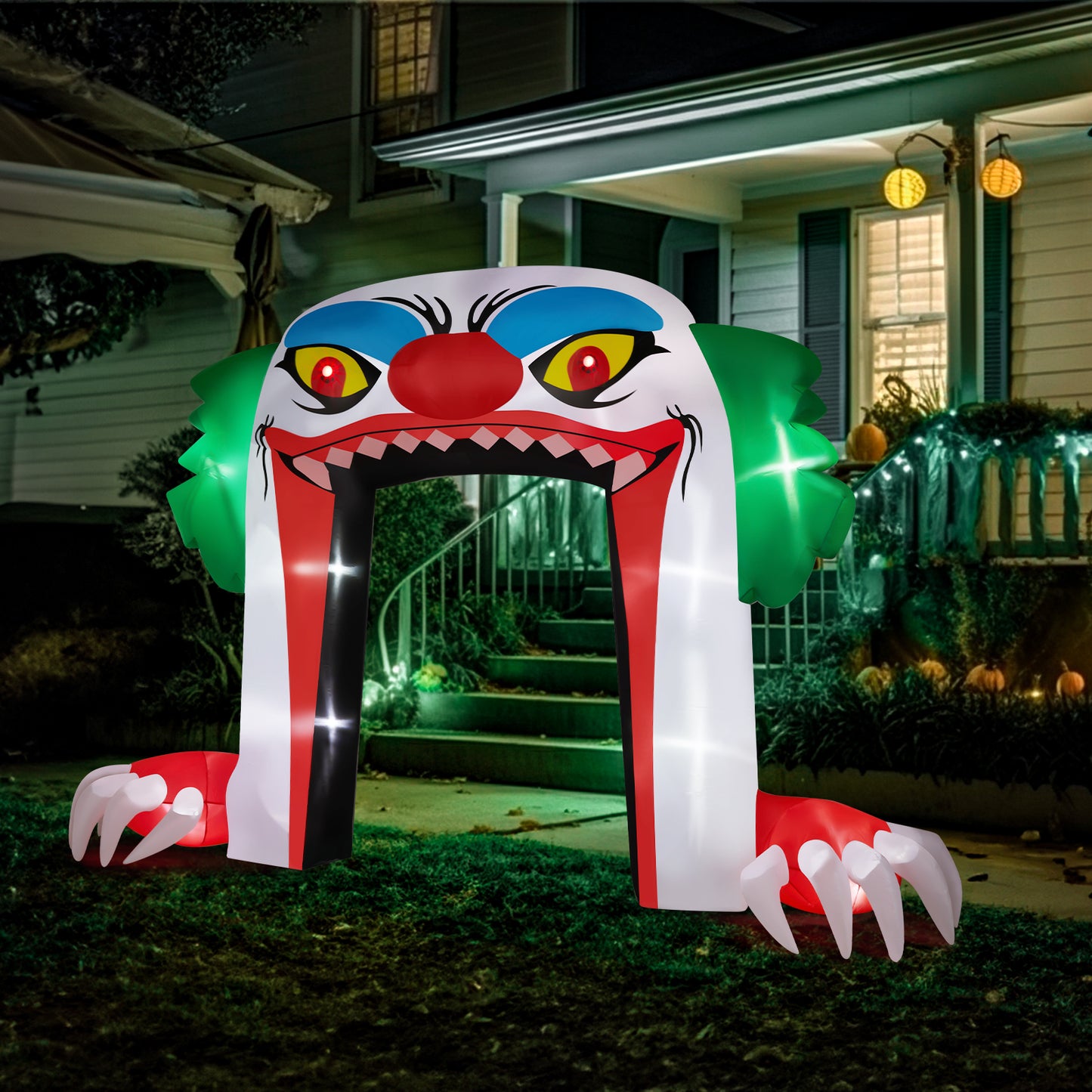 US Local 8.9 FT Halloween Inflatables Clown Archway Outdoor Decorations, Scary Halloween Giant Clown Blow up Decorations with Built-in LED Lights for Holiday Party Front Yard Lawn Garden Decor
