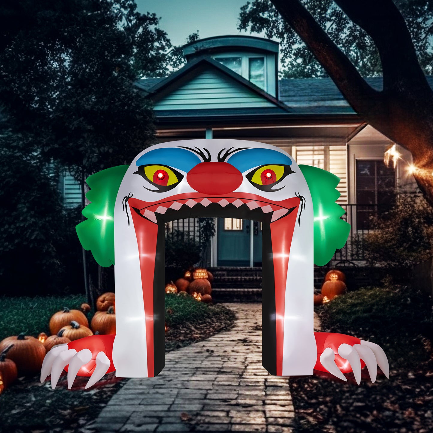 US Local 8.9 FT Halloween Inflatables Clown Archway Outdoor Decorations, Scary Halloween Giant Clown Blow up Decorations with Built-in LED Lights for Holiday Party Front Yard Lawn Garden Decor