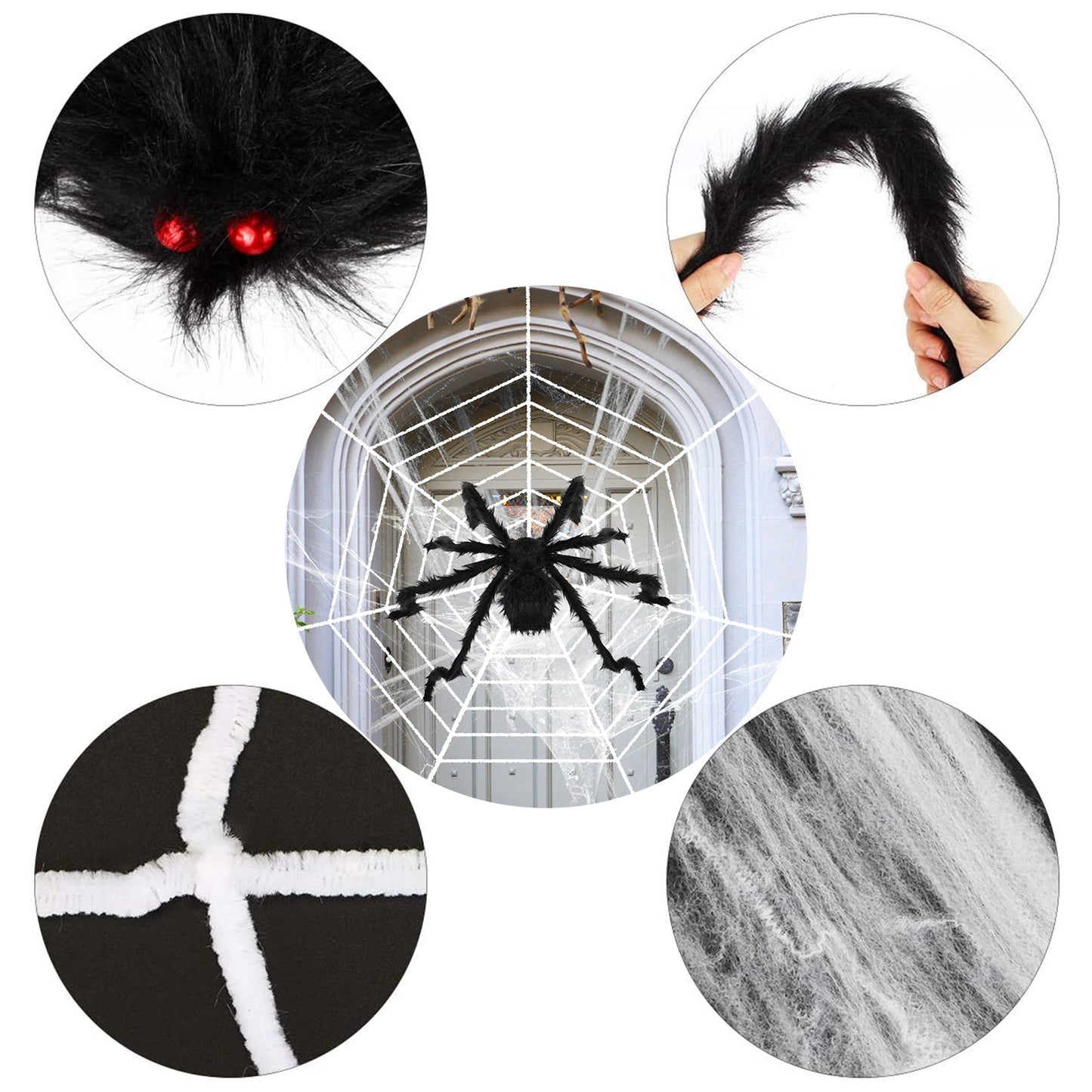 US Local Halloween Decorations Spider Outdoor 49inch Halloween Spider with 126 inch Tarantula Mega Spider Web Hairy Poseable Scary Spider Outdoor Yard Creepy Decor Spider Stretch Cobweb