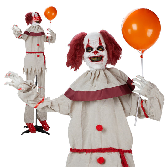 US Local 5.7ft Red eyes, Voice Control，Joker and Balloon，Halloween Standing Decoration Outdoor
