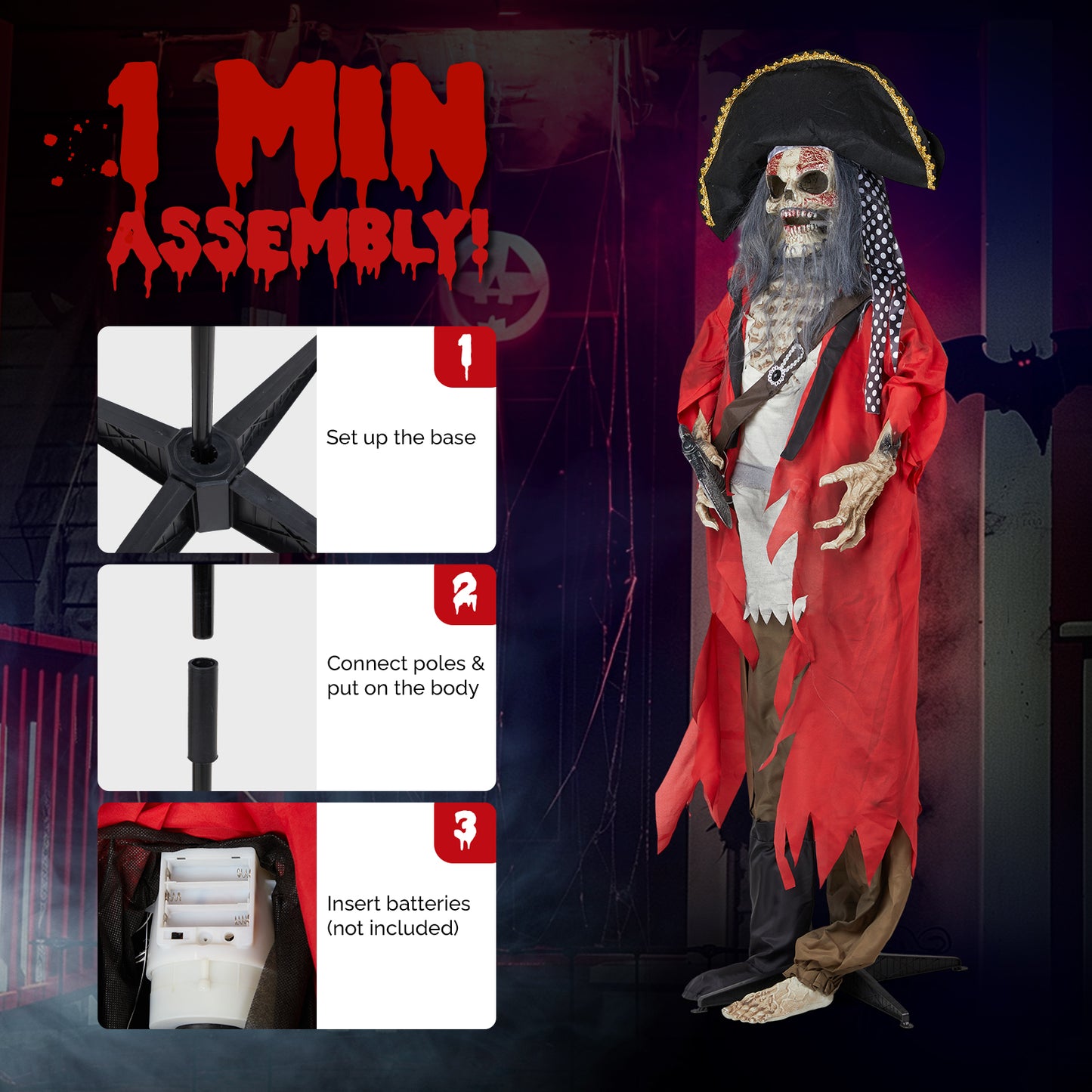 US Local 6.3ft Pirate  Halloween Standing Decoration