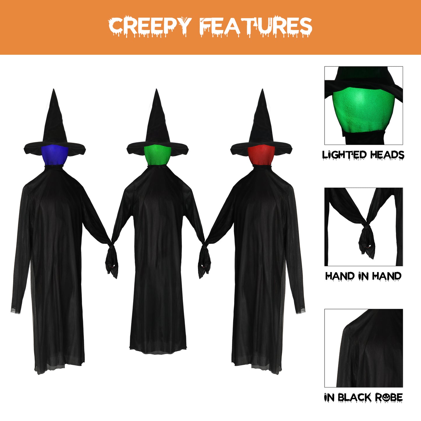 US Local Halloween Black Witches with Change Colors