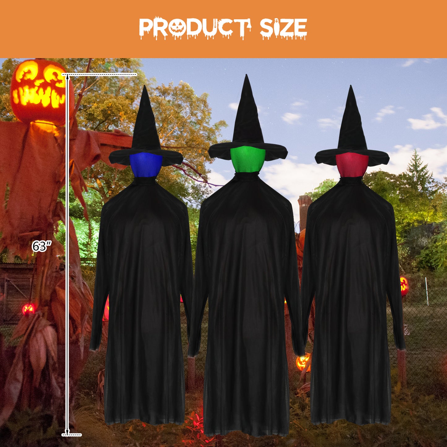 US Local Halloween Black Witches with Change Colors