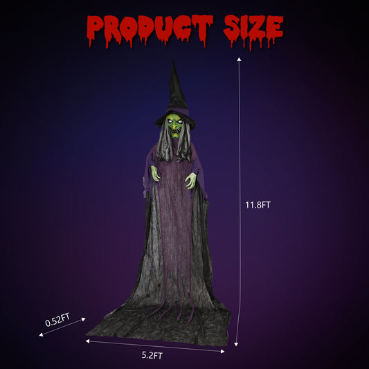 US Local 11.8ft Life Size Hanging Witch Talking Halloween Hanging Decoration