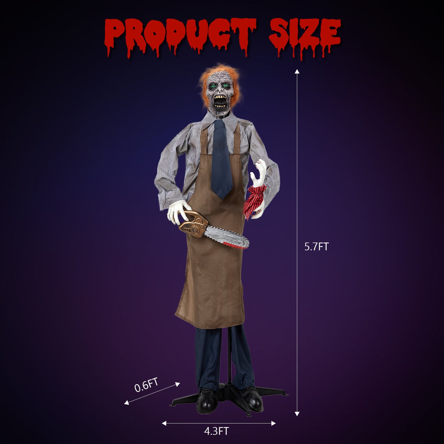 US Local 5.7ft Chainsaw Man Halloween Standing Decoration
