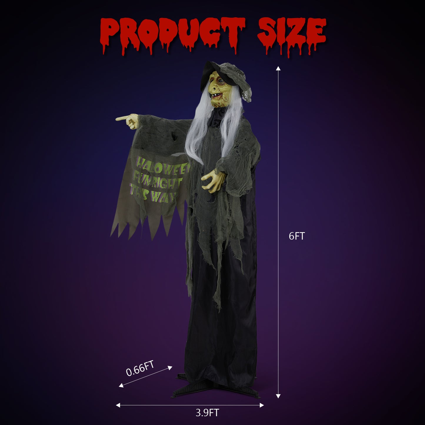 US Local 6ft Witch Halloween Standing Decoration
