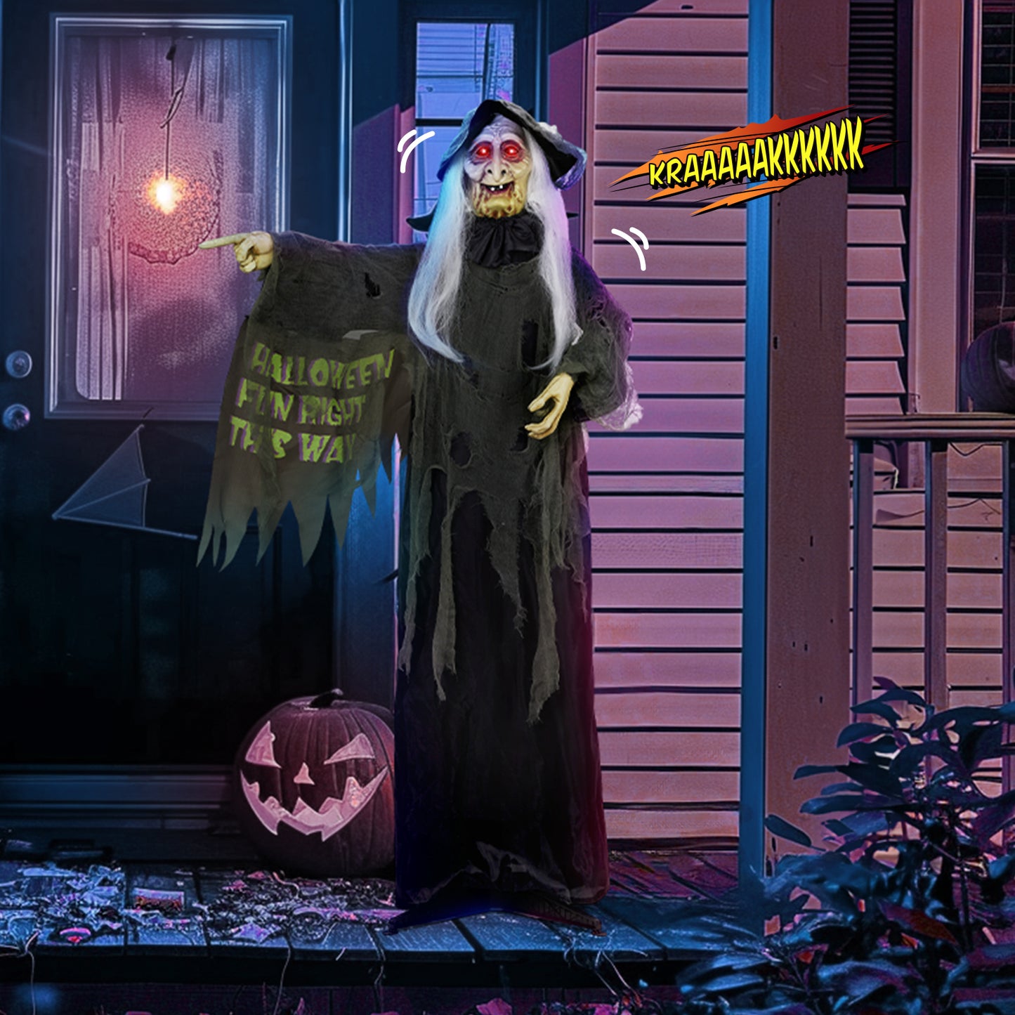 US Local 6ft Witch Halloween Standing Decoration