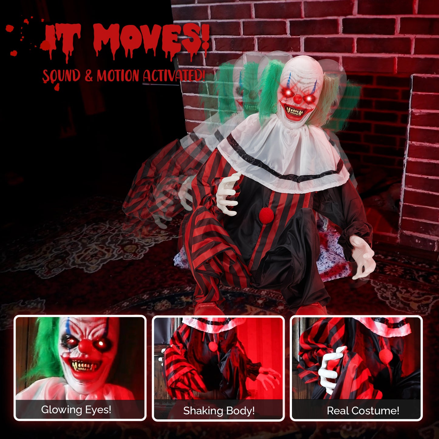 US Local 2.6ft Clown  Halloween Standing Decoration