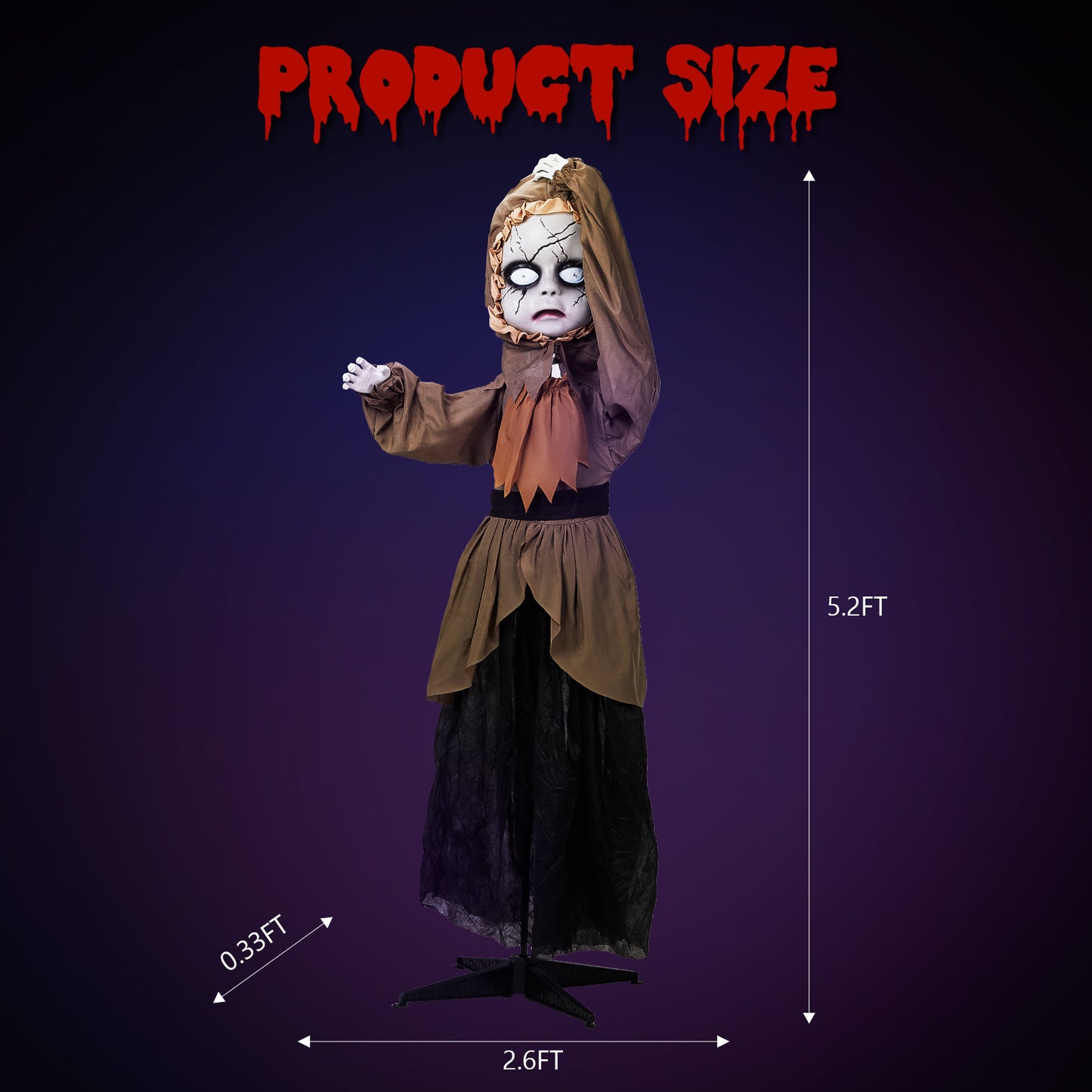US Local 5.3ft Girl Halloween Standing Decoration