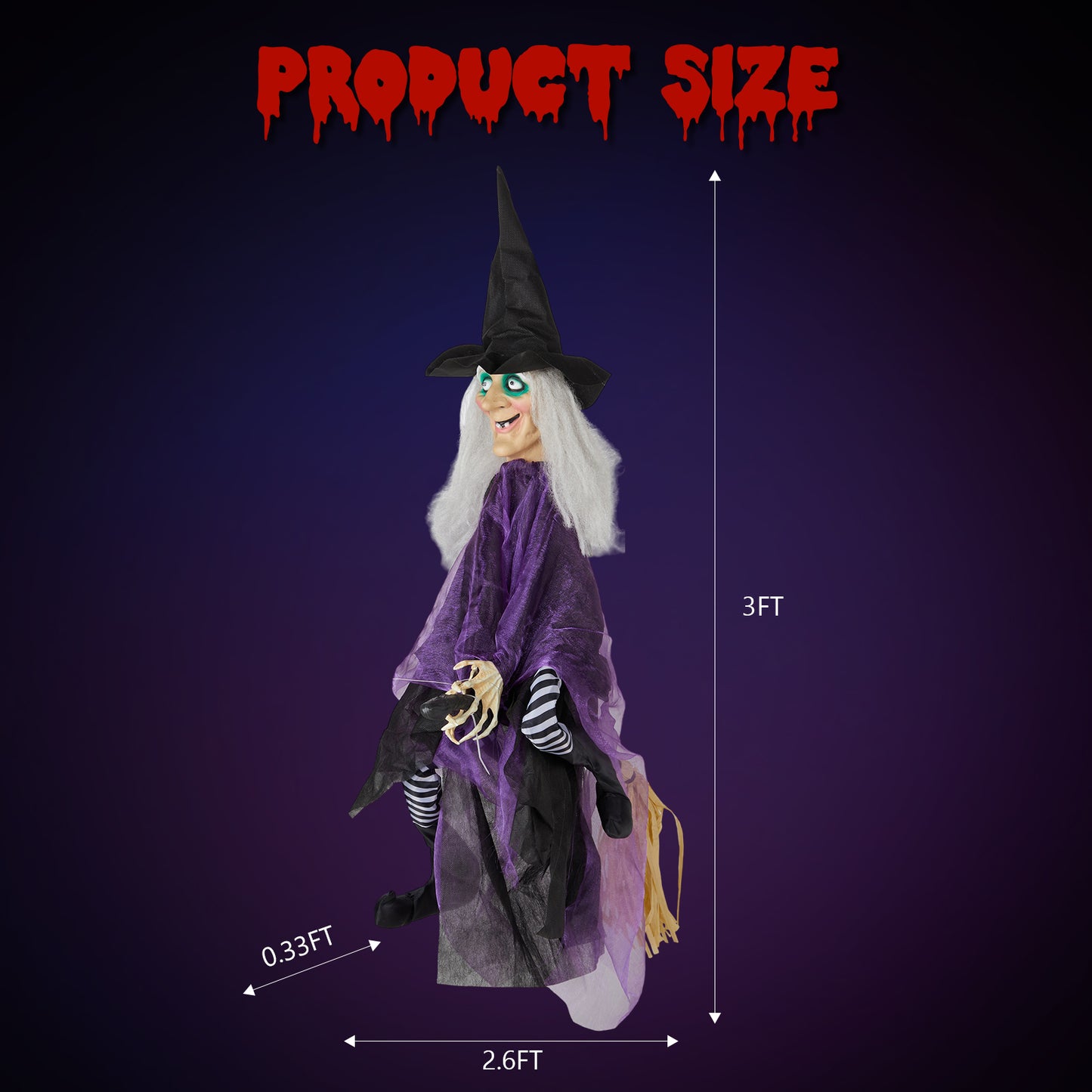 US Local 3ft Witch Halloween Hanging Decoration
