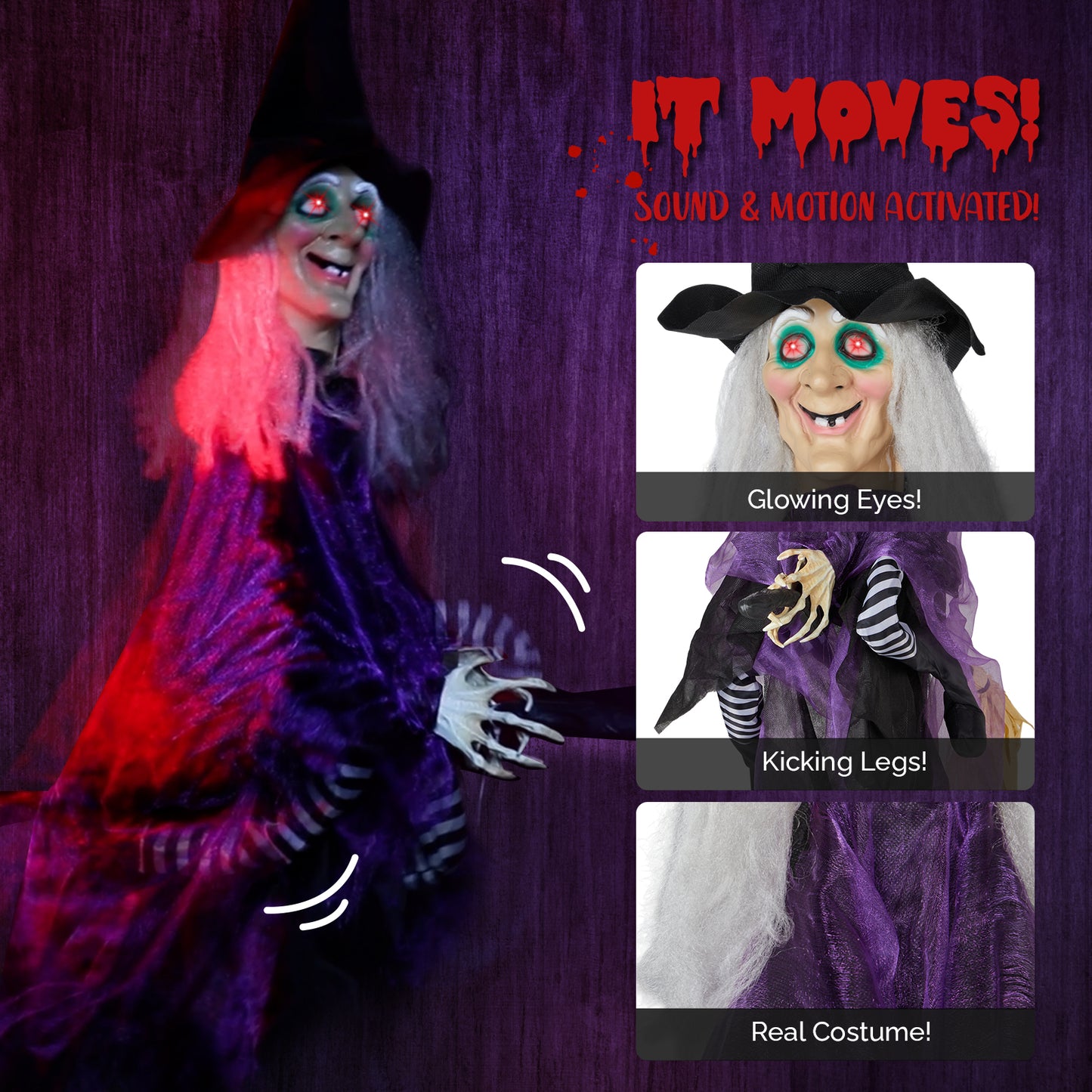 US Local 3ft Witch Halloween Hanging Decoration