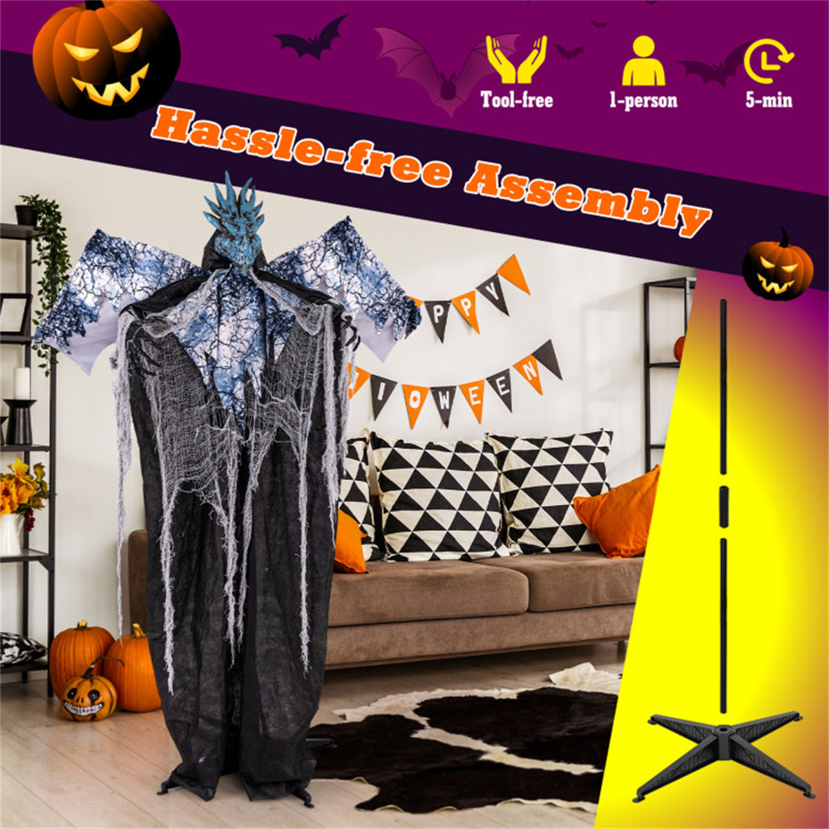 US Local 6 'Halloween decorations with poseable wings and arms