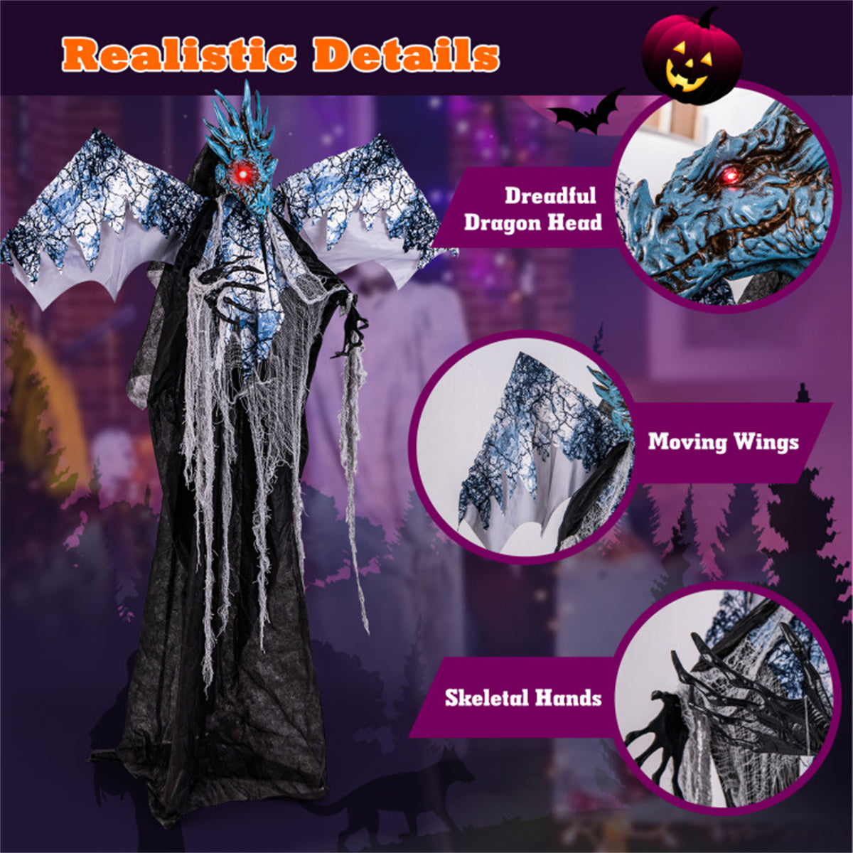 US Local 6 'Halloween decorations with poseable wings and arms