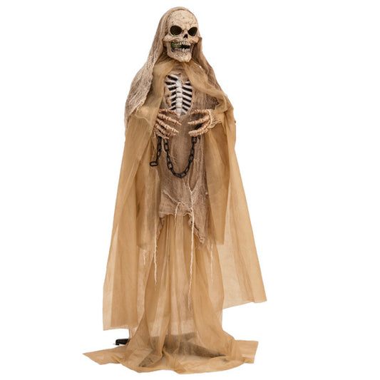 US Local Decorate an outdoor skeleton for Halloween