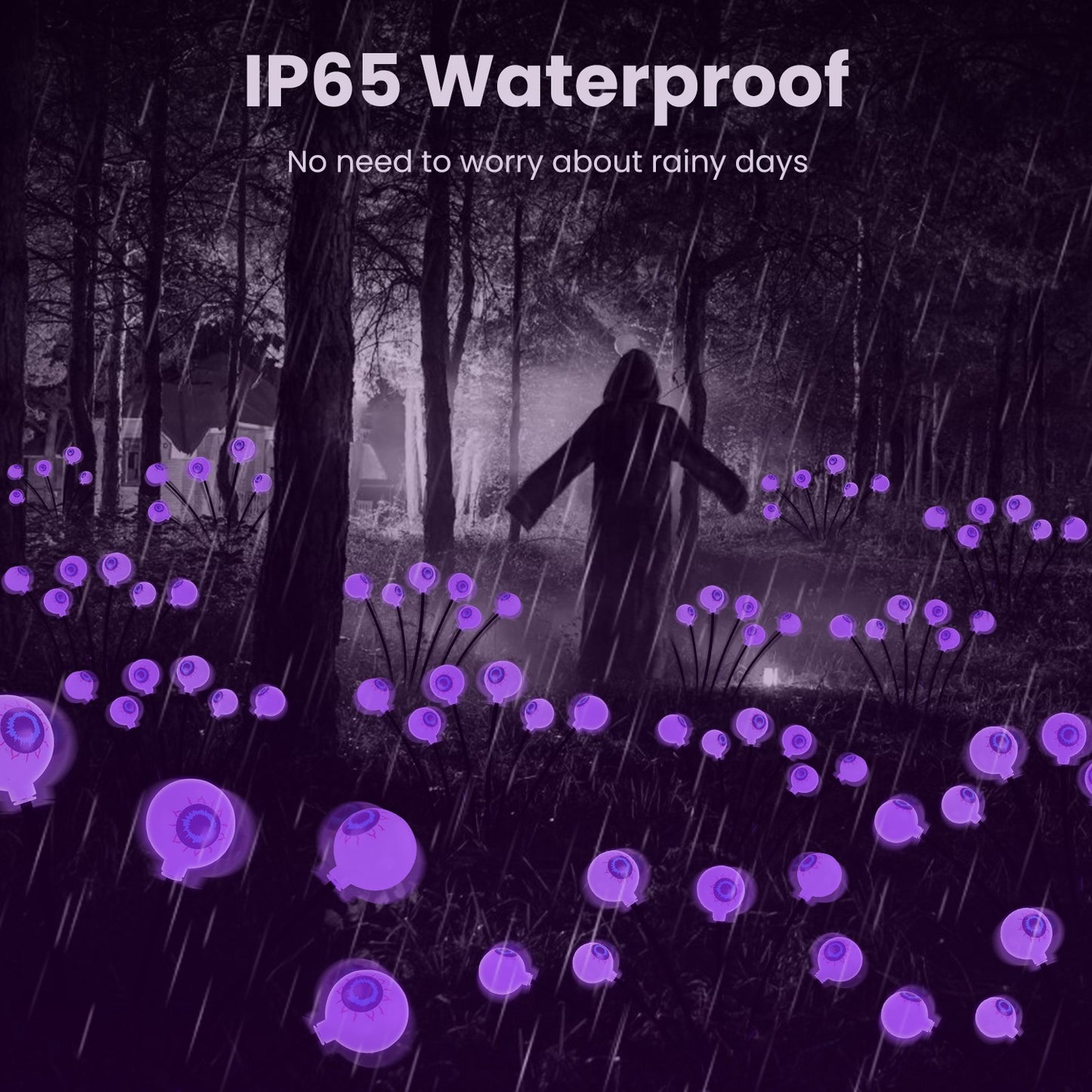 US Local 4Packs Solar Scary Eyeballs Lights Outdoor Halloween Decoration Swaying Light Halloween Path Lights Ornaments with Total 24LED IP65 Waterproof for Yard Garden Patio Party Decor（green+purple）
