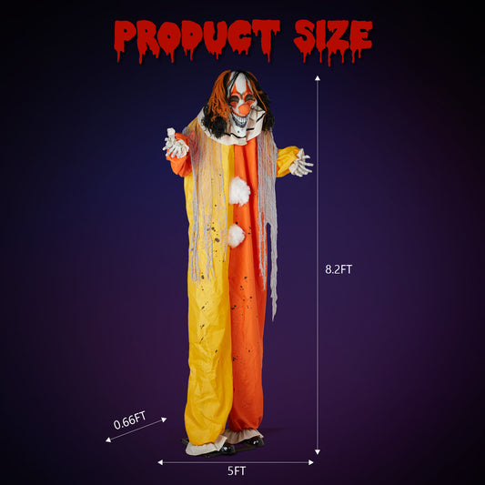 US Local 8.2ft Red eyed Clown Outdoor Halloween Decorations