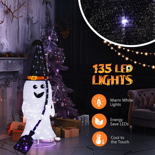 US Local 4ft  Ghost 100LED Lighted Outdoor Halloween Decorations