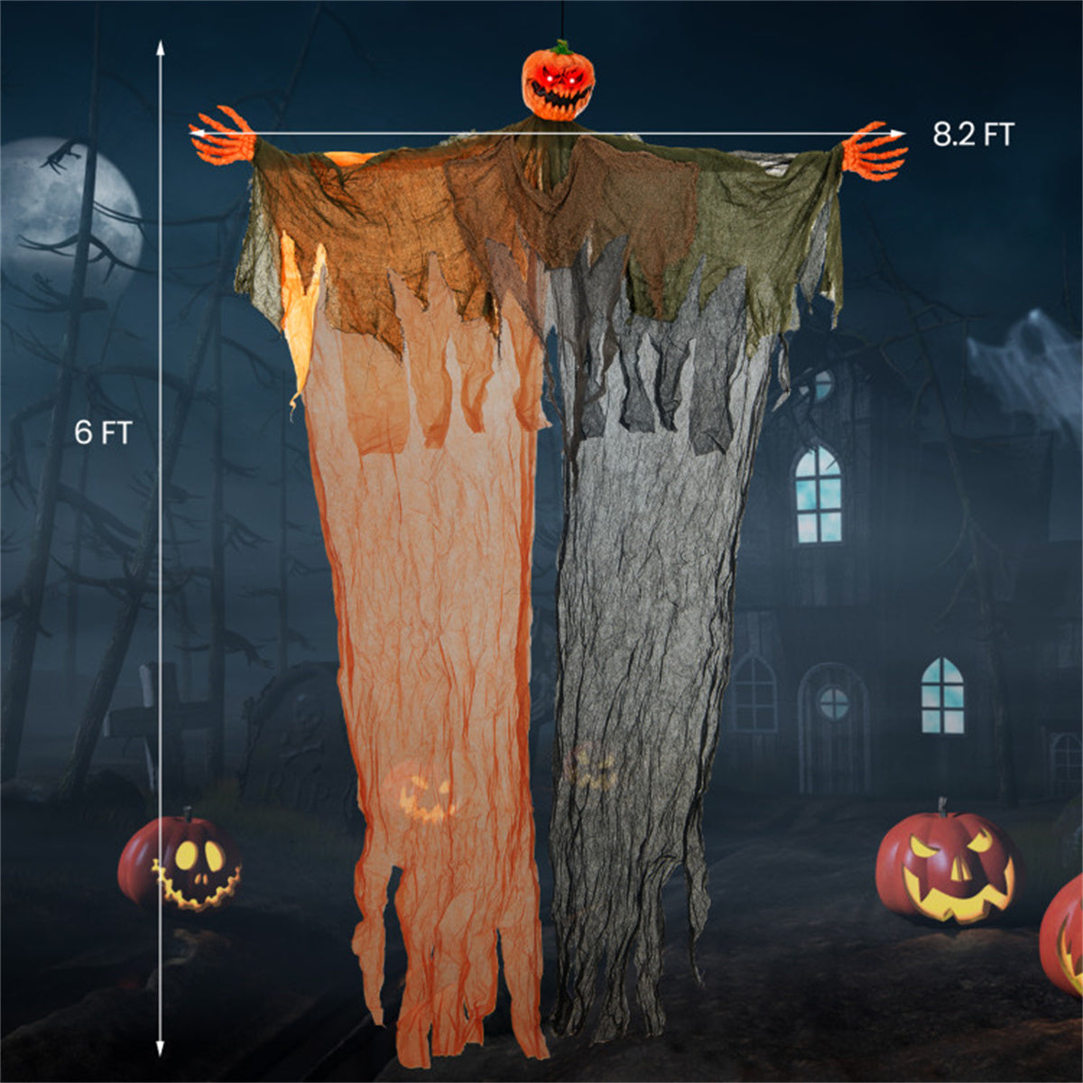 US Local 6 Feet Halloween Decoration Hanging Pumpkin Ghost Bendable Arms