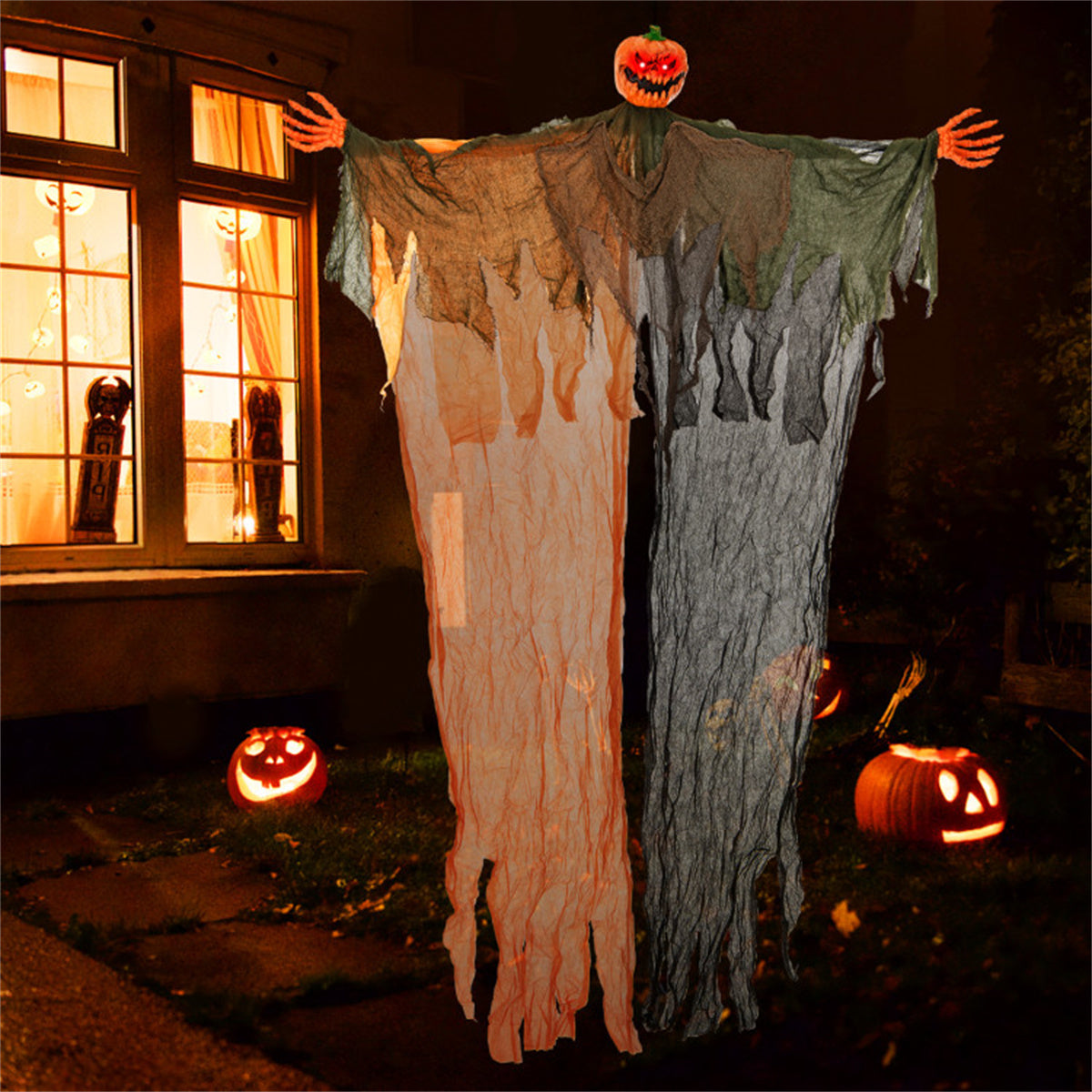 US Local 6 Feet Halloween Decoration Hanging Pumpkin Ghost Bendable Arms
