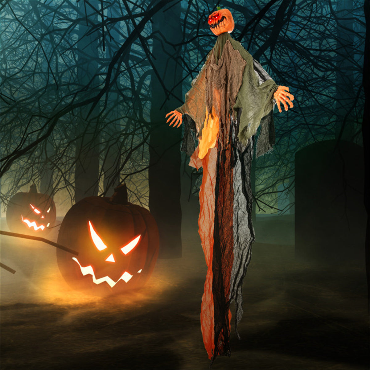 US Local 6 Feet Halloween Decoration Hanging Pumpkin Ghost Bendable Arms