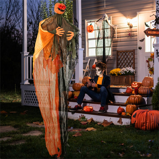 US Local 6 Feet Halloween Decoration Hanging Pumpkin Ghost Bendable Arms