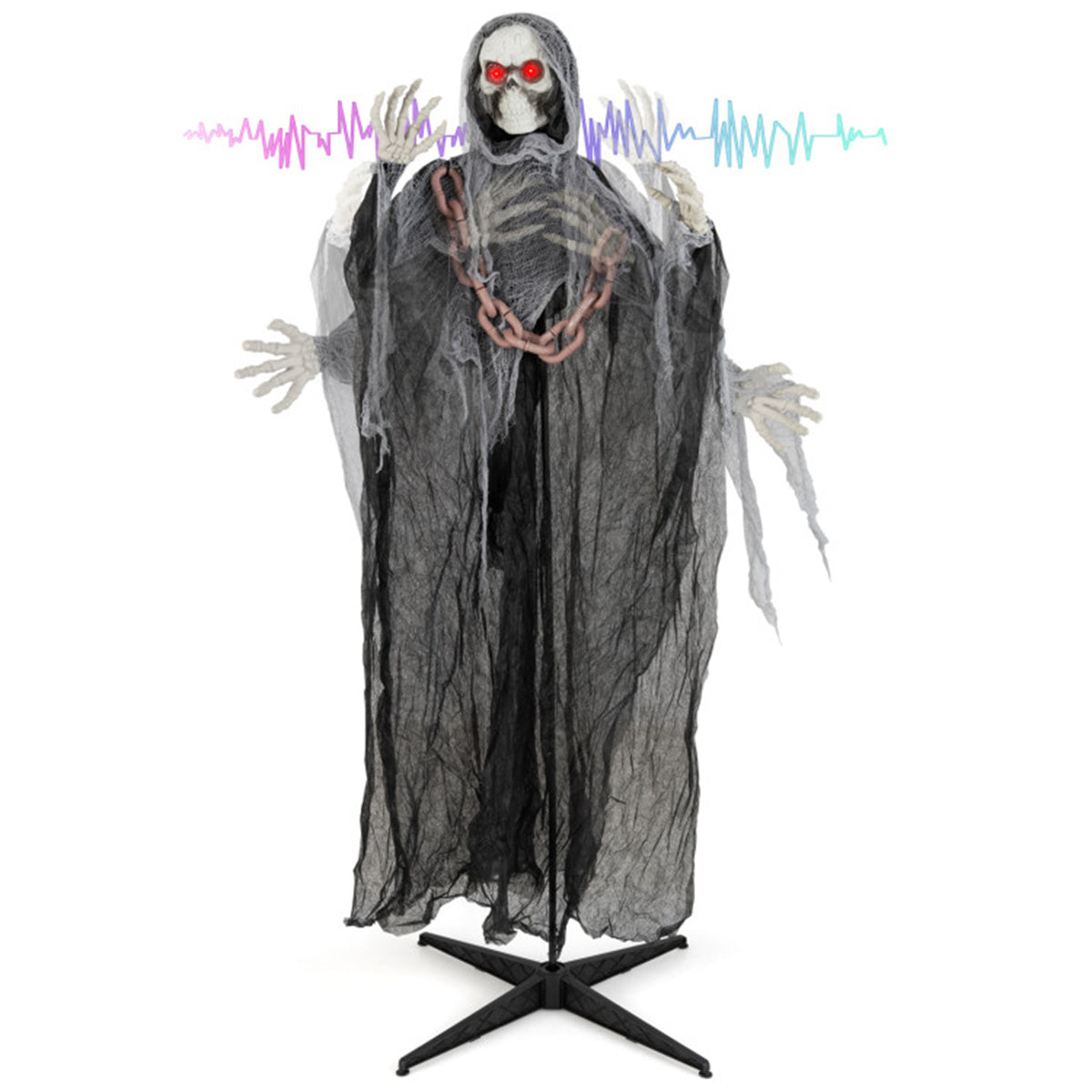 US Local 6.4 ft Halloween Standing Grim Reaper Automatic Arm Movement