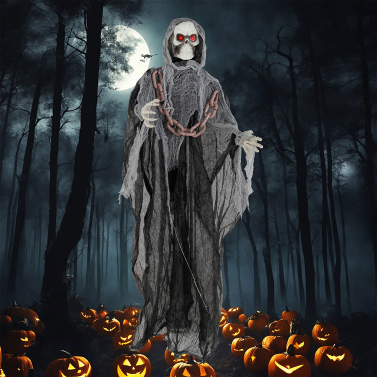 US Local 6.4 ft Halloween Standing Grim Reaper Automatic Arm Movement