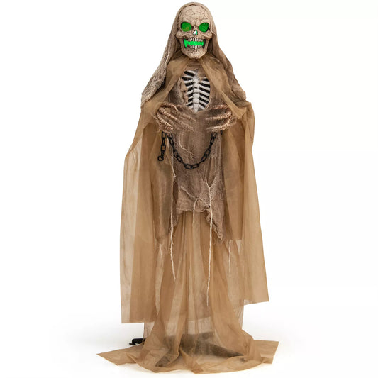 US Local Decorate an outdoor skeleton for Halloween