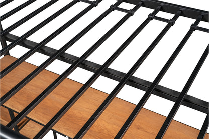 US Local Twin-Size Loft Bed With Built-in Table & Shelves - Heavy-Duty Metal