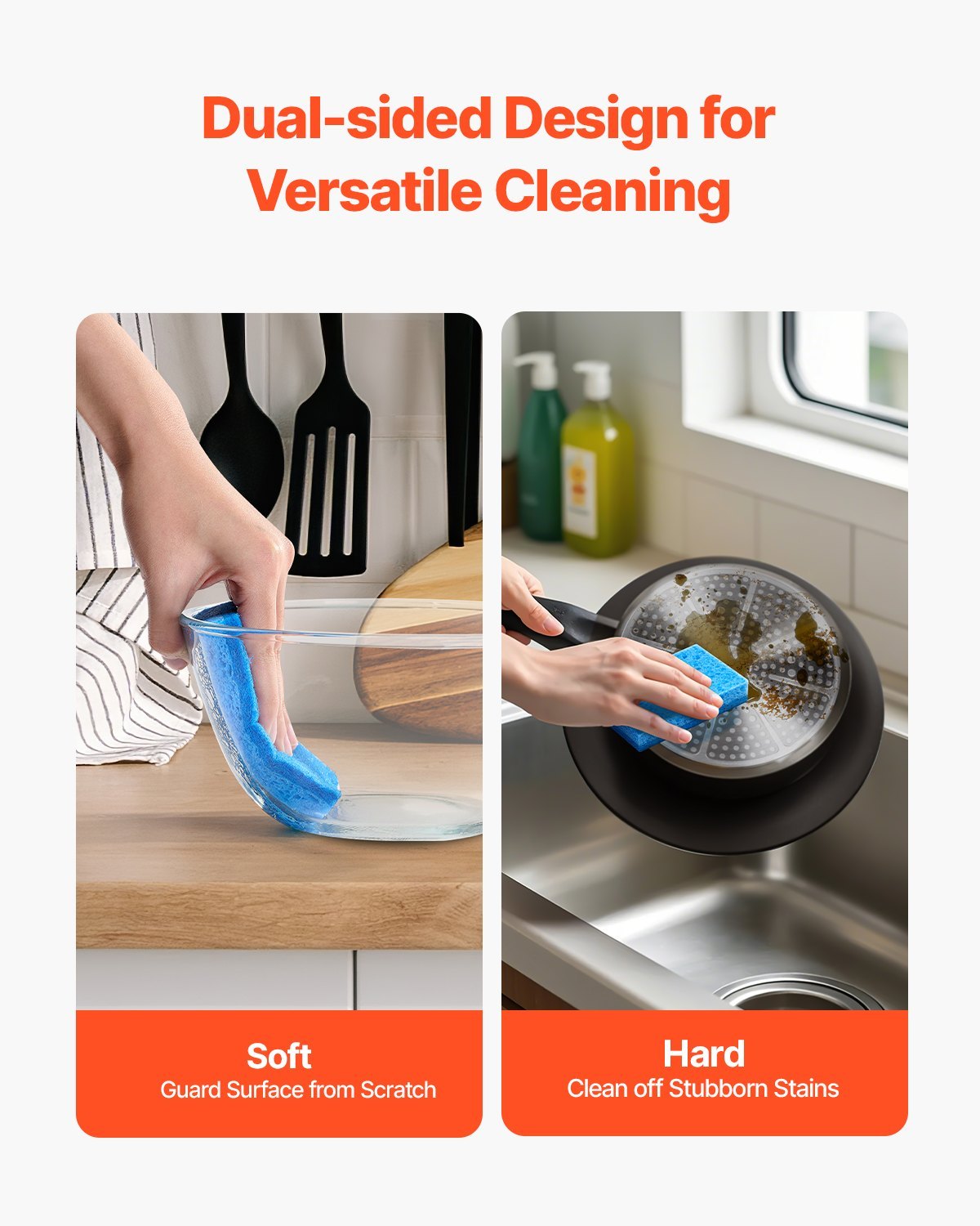 US Local 12 Pcs Sponges Durable Kitchen Sponges With Cellulose & Scrub Pad