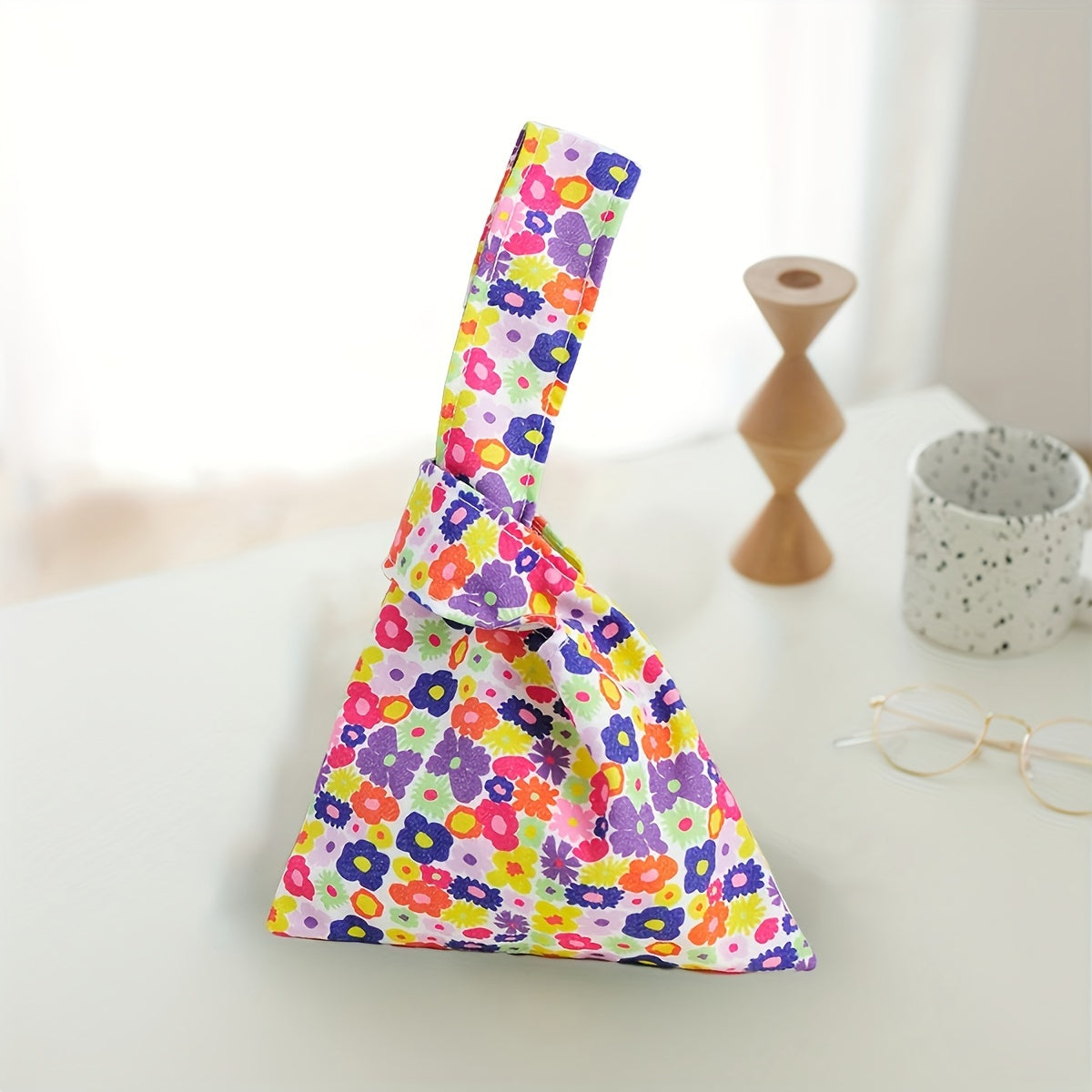 US Local 2PCS Portable Canvas Handbag With Sleeve Knot Design, Women's Coin Purse, And Clutch Bag. Halloween Candy Bag, Gift For Friends, Interior Decoration(Maybe YunExpress Logistics)
