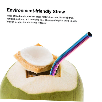 US Local Natural Color Reusable Straws With Cleaning Brush And Storage Bag, Colorful Bent Straws And Straight Straws, Halloween, Christmas