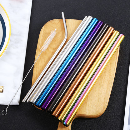 US Local Natural Color Reusable Straws With Cleaning Brush And Storage Bag, Colorful Bent Straws And Straight Straws, Halloween, Christmas